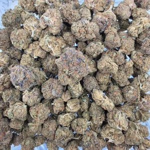 Larry OG cannabis flower in a resealable mylar bag
