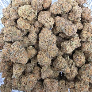 Power Plant cannabis flower in a resealable mylar bag