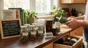 Cannabis storage with airtight weed jar